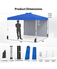 10 X 10 Ft Pop up Canopy Tent with 1 Sidewall and Wheeled Bag