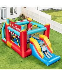 5-in-1 Ice Cream Inflatable Bounce House with Ball Pit and Slide - No Blower
