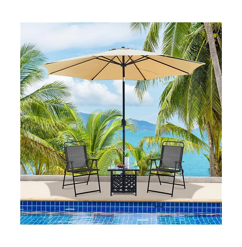 Yaheetech Set of 2 Outdoor/ Patio/ Garden/ Backyard Texteline Foldable Dining Chairs Black