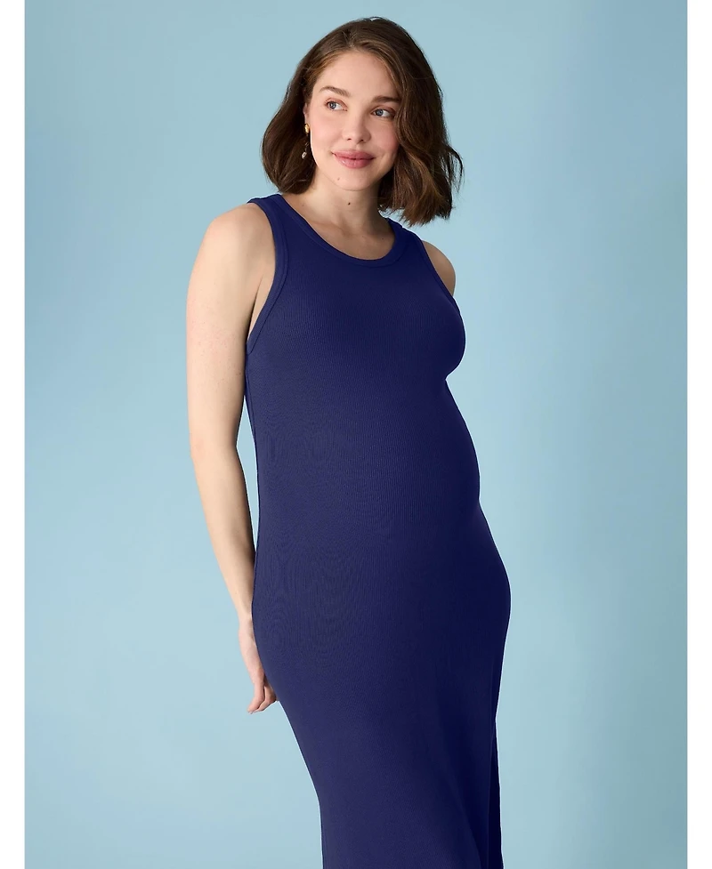 Motherhood Maternity Crew Neck Sleeveless Racerback Midi Dress