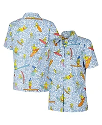 Reyn Spooner Women's Light Blue The Simpsons Cowabunga Relaxed Button-Up Shirt