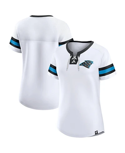 Fanatics Women's White Carolina Panthers Sunday Best Lace-Up T-Shirt