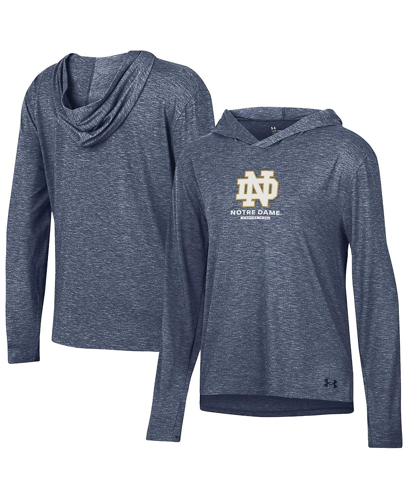 Under Armour Women's Heather Navy Notre Dame Fighting Irish Breezy Long Sleeve Hoodie T-Shirt