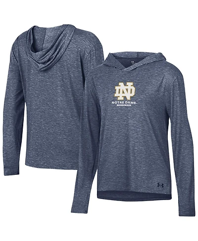 Under Armour Women's Heather Navy Notre Dame Fighting Irish Breezy Long Sleeve Hoodie T-Shirt