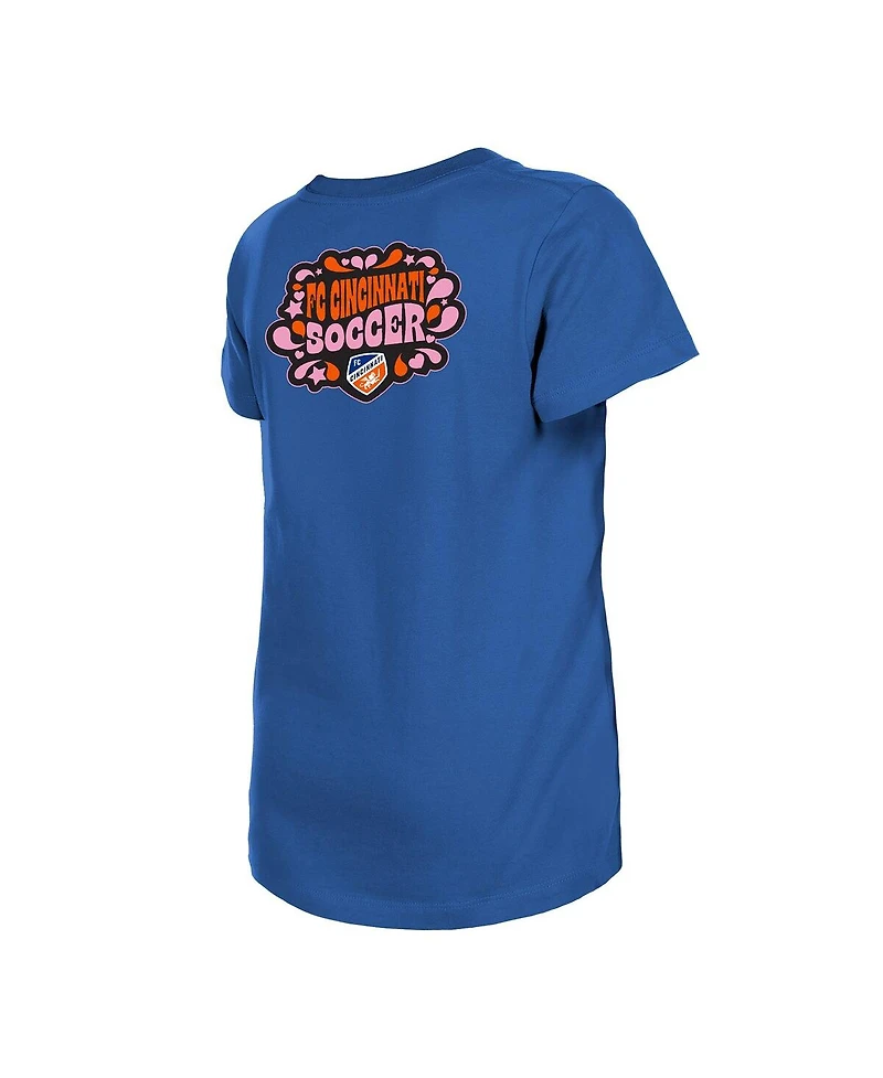 New Era Big Girls Blue Fc Cincinnati Bubble Heart T-Shirt