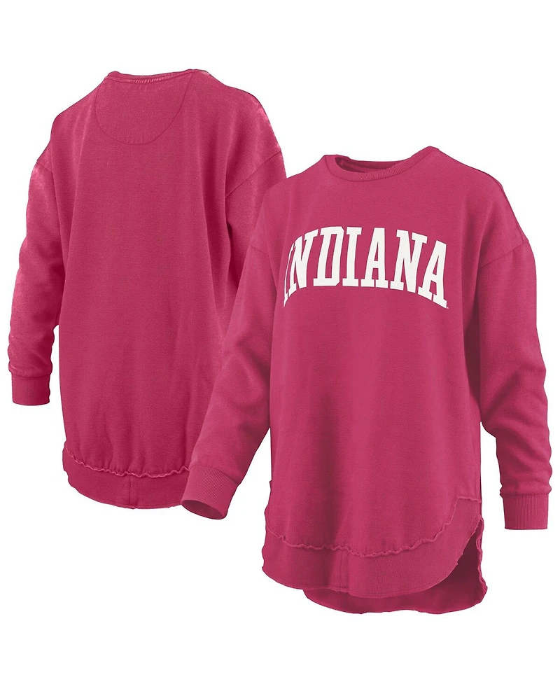 Pressbox Women's Crimson Indiana Hoosiers Melange Poncho Vintage Fleece Long Sleeve Pullover Sweatshirt