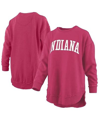 Pressbox Women's Crimson Indiana Hoosiers Melange Poncho Vintage Fleece Long Sleeve Pullover Sweatshirt