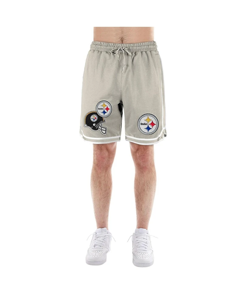 New Era Men's Light Beige Pittsburgh Steelers Stone Multi Patch Shorts