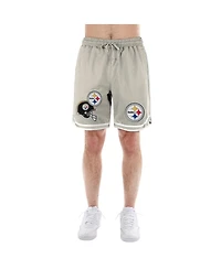 New Era Men's Light Beige Pittsburgh Steelers Stone Multi Patch Shorts