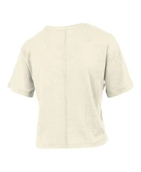 Pressbox Women's Cream Wisconsin Badgers Buckler Vintage Cropped T-Shirt