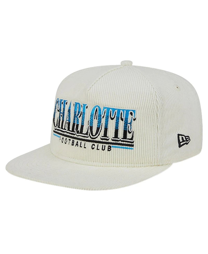 New Era Men's White Charlotte Fc Throwback Corduroy Golfer Adjustable Hat
