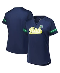 Fanatics Women's Navy Notre Dame Fighting Irish Plus Overtime Readiness Lace-Up T-Shirt