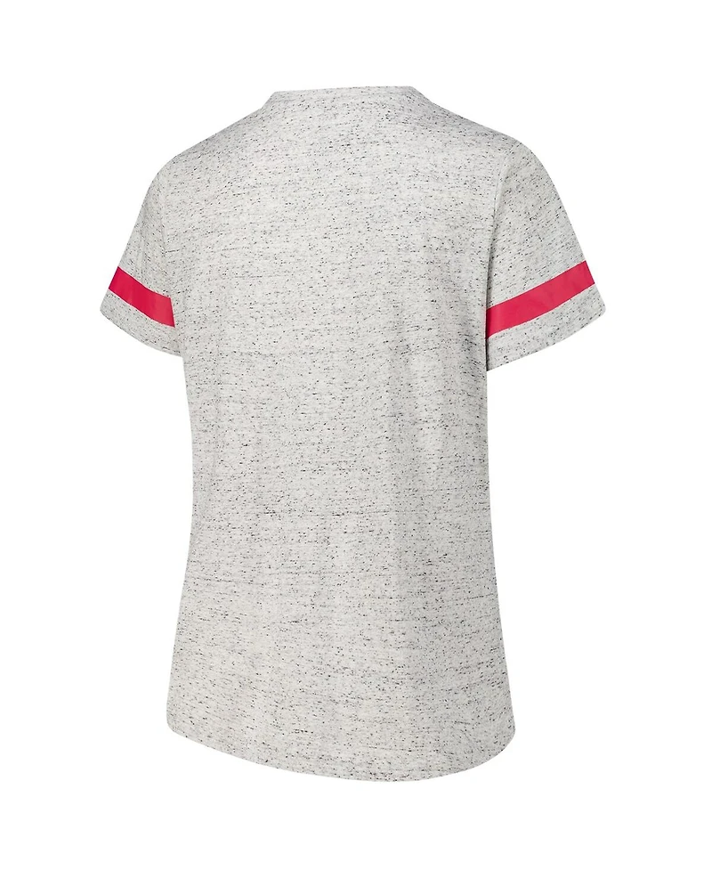 Fanatics Women's Heather Gray Wisconsin Badgers Plus Lace-Up V-Neck T-Shirt