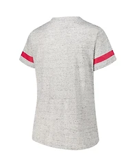 Fanatics Women's Heather Gray Wisconsin Badgers Plus Lace-Up V-Neck T-Shirt