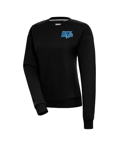 Antigua Women's Black Detroit Lions Victory Pullover Sweatshirt
