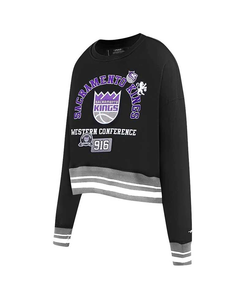 Pro Standard Women's Black Sacramento Kings Area Code Cropped Pullover Sweatshirt