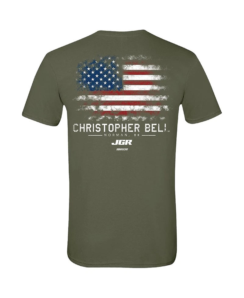 Joe Gibbs Racing Team Collection Men's Green Christopher Bell Flag T-Shirt
