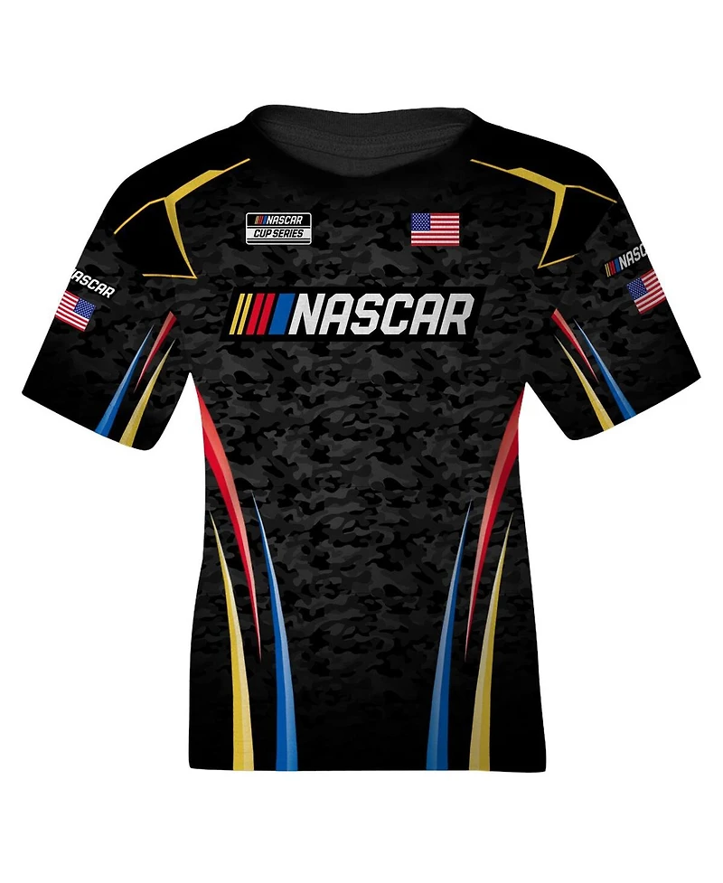 Checkered Flag Sports Big Boys and Girls Black Nascar Uniform T-Shirt