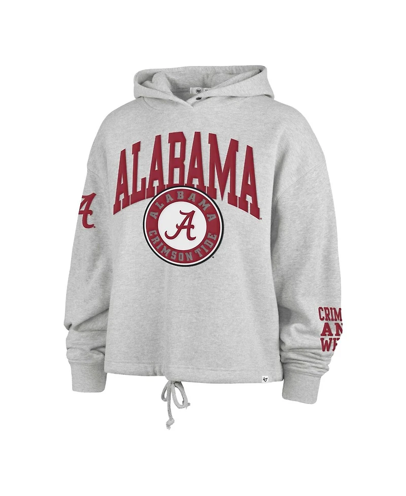 '47 Brand Women's Heather Gray Alabama Crimson Tide High Hopes Long Sleeve Cropped Hoodie