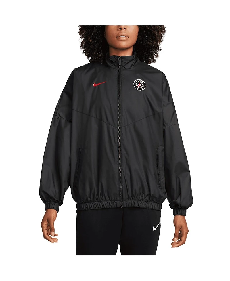 Nike Women's Black Paris Saint-Germain Essential Windrunner Full-Zip Jacket