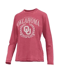 Pressbox Women's Crimson Oklahoma Sooners Chandler Olive Leaf Arch Long Sleeve T-Shirt