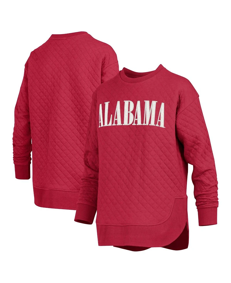 Pressbox Women's Crimson Alabama Tide Quilted Long Sleeve Pullover Sweatshirt