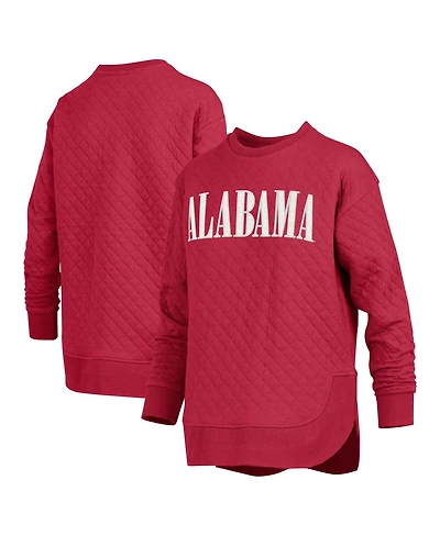 Pressbox Women's Crimson Alabama Tide Quilted Long Sleeve Pullover Sweatshirt