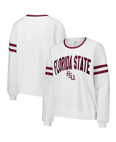 Concepts Sport Women's White Florida State Seminoles Borough French Terry Arch Over Long Sleeve Top