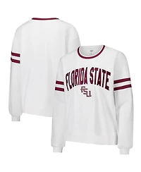 Concepts Sport Women's White Florida State Seminoles Borough French Terry Arch Over Long Sleeve Top
