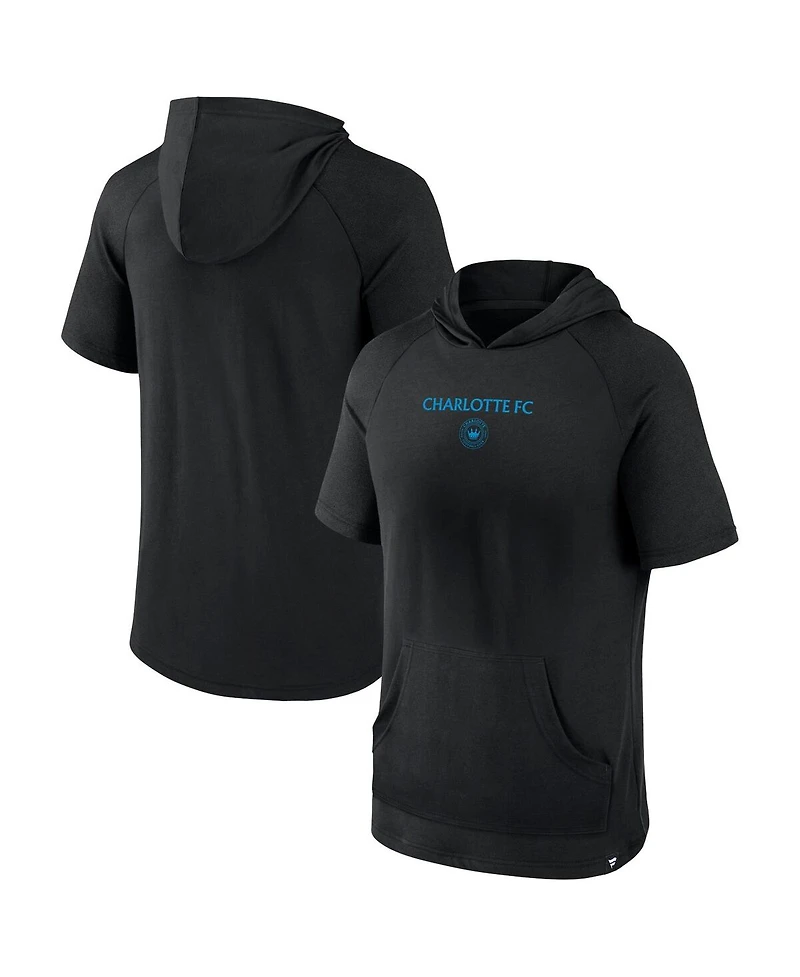 Fanatics Men's Black Charlotte Fc Match Raglan Short Sleeve Pullover Hoodie