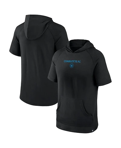 Fanatics Men's Black Charlotte Fc Match Raglan Short Sleeve Pullover Hoodie