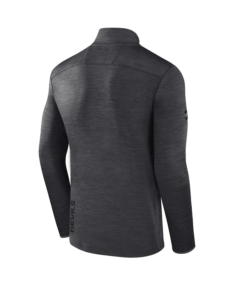Fanatics Men's Heather Charcoal New Jersey Devils Tonal Logo Quarter-Zip Pullover Sweatshirt