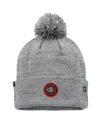 Fanatics Men's Gray Ottawa Senators Authentic Pro Home Ice Cuffed Knit Pom with Hat