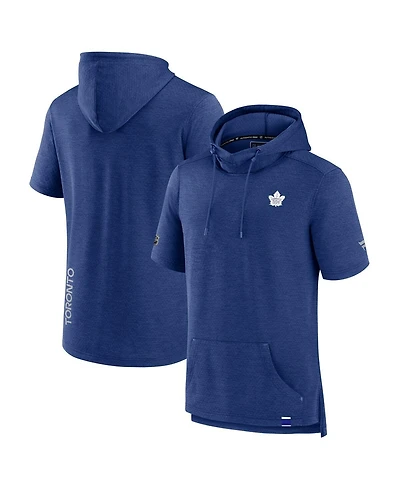 Fanatics Men's Heather Blue Toronto Maple Leaf's Authentic Pro Short Sleeve Pullover Hoodie