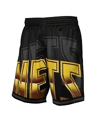 Mitchell & Ness Men's Black New Jersey Nets Big Face 4.0 Fashion Shorts