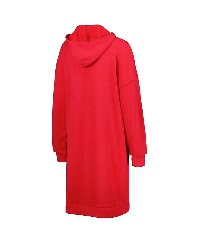 Touch Women's Scarlet Nebraska Huskers Quick Pass Lace-Up V-Neck Hoodie Dress