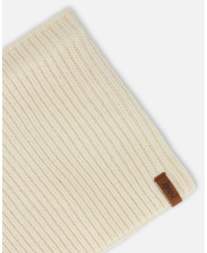 Deux par Deux Baby Unisex Mid-Season Knit Neck Warmer Off-White - Baby