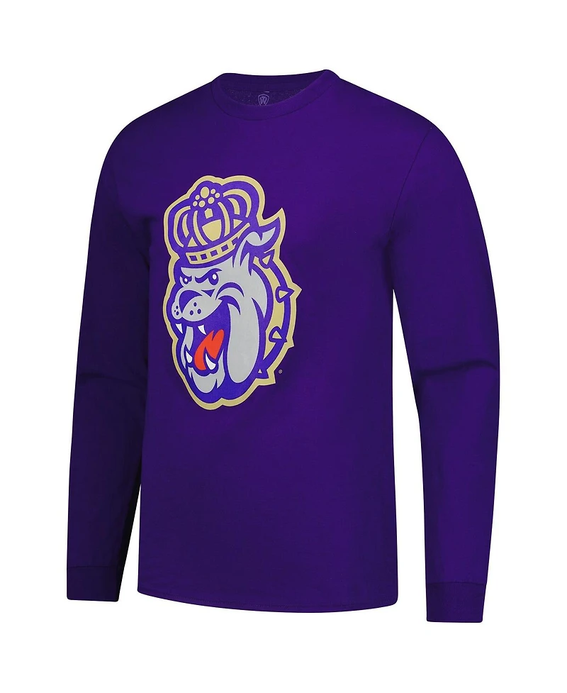 Fanatics Unlabeled Men's Purple James Madison Dukes Logo Long Sleeve T-Shirt
