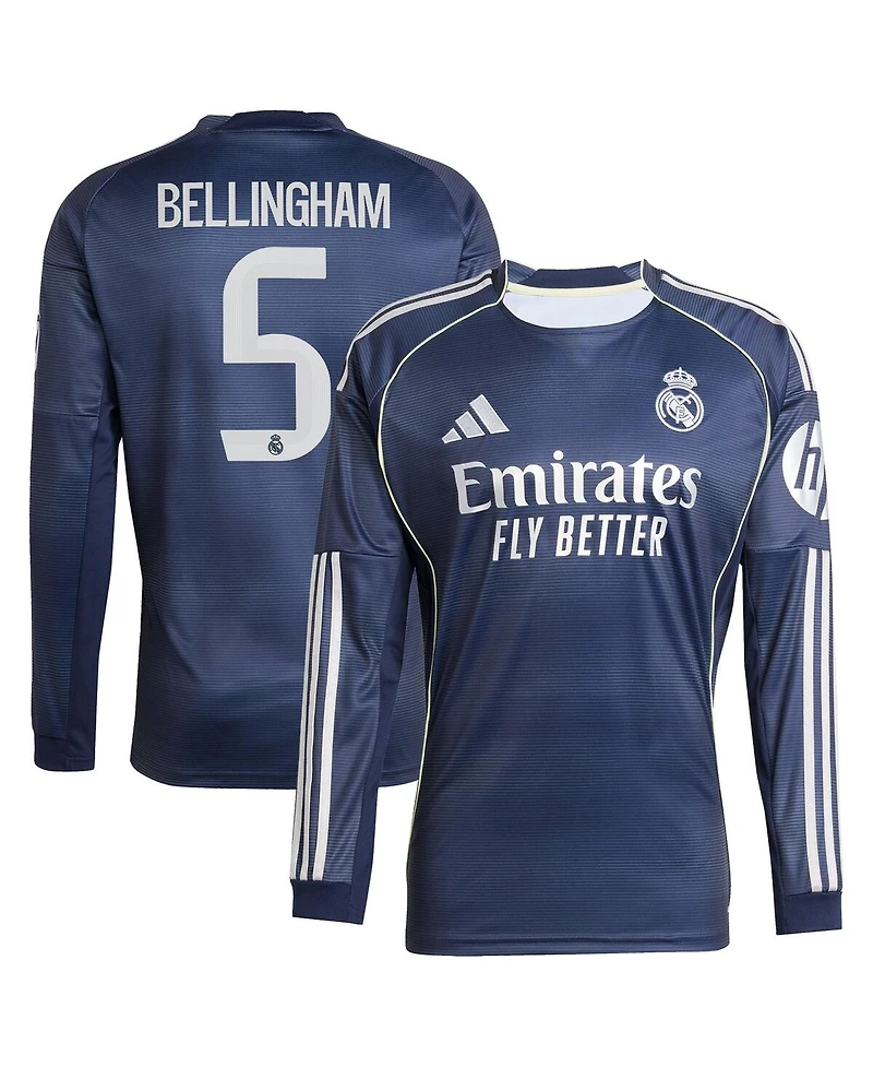 Adidas Men's Jude Bellingham Blue Real Madrid 2025/26 Away Long Sleeve Replica Jersey