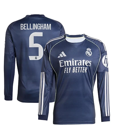 Adidas Men's Jude Bellingham Blue Real Madrid 2025/26 Away Long Sleeve Replica Jersey