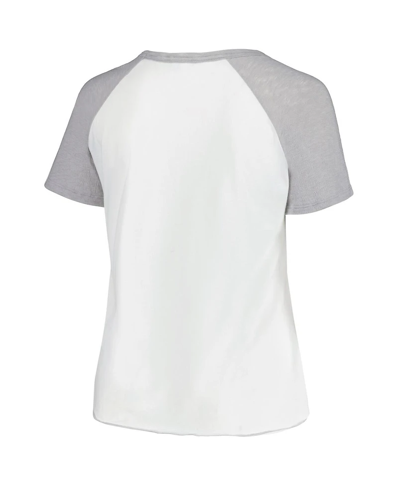 Soft As A Grape Women's White San Diego Padres Plus Size Baseball Raglan T-Shirt