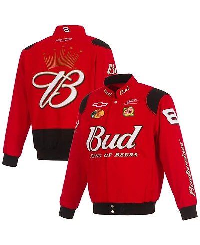 Jh Design Men's Red Dale Earnhardt Jr. Budweiser Full-Snap Twill Jacket