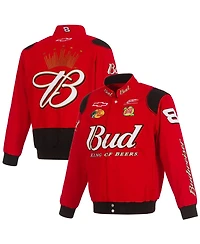 Jh Design Men's Red Dale Earnhardt Jr. Budweiser Full-Snap Twill Jacket