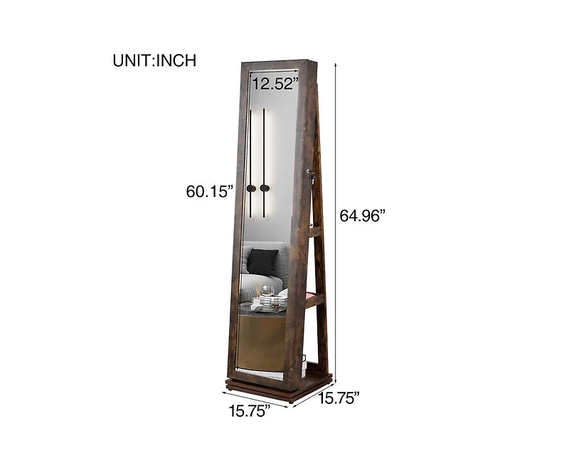 Casainc Full Length Mirror Bathroom Swivel Jewelry Cabinet