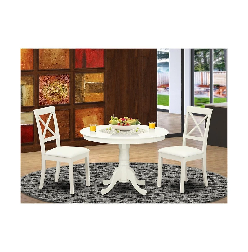 East West Furniture Dining Room Set Linen White