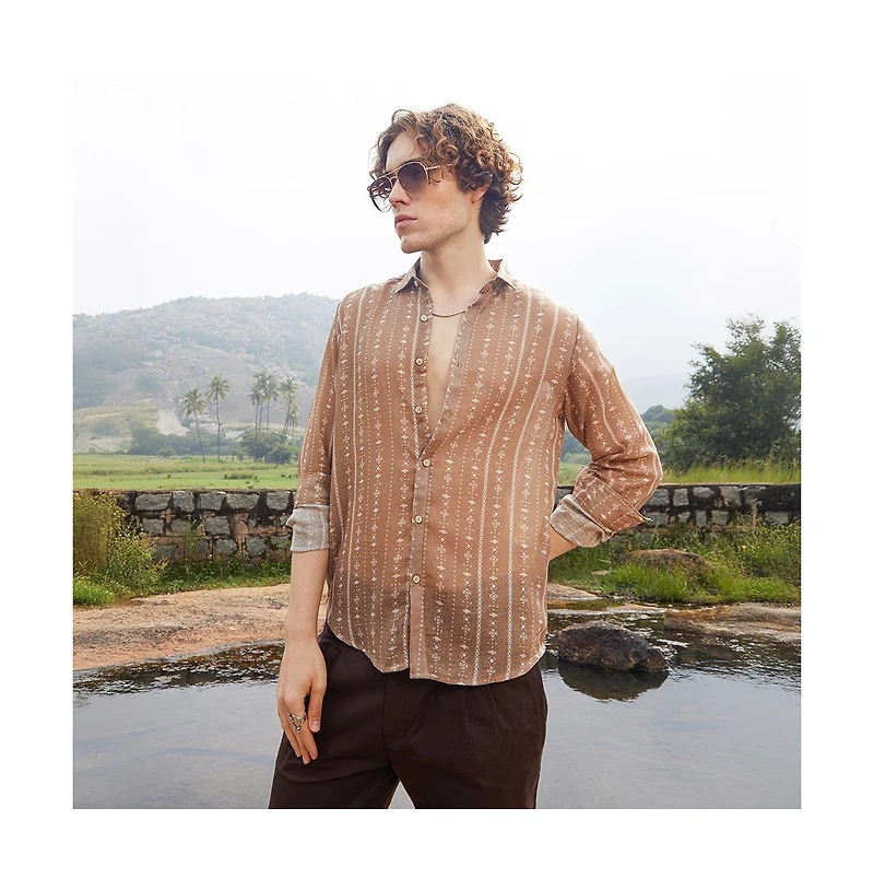 Campus Sutra Men's Ethnic Imprint Shirt