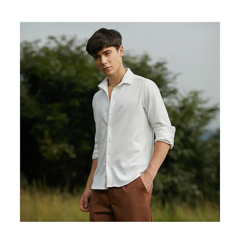 Campus Sutra Men's Crimp-Tactile Shirt