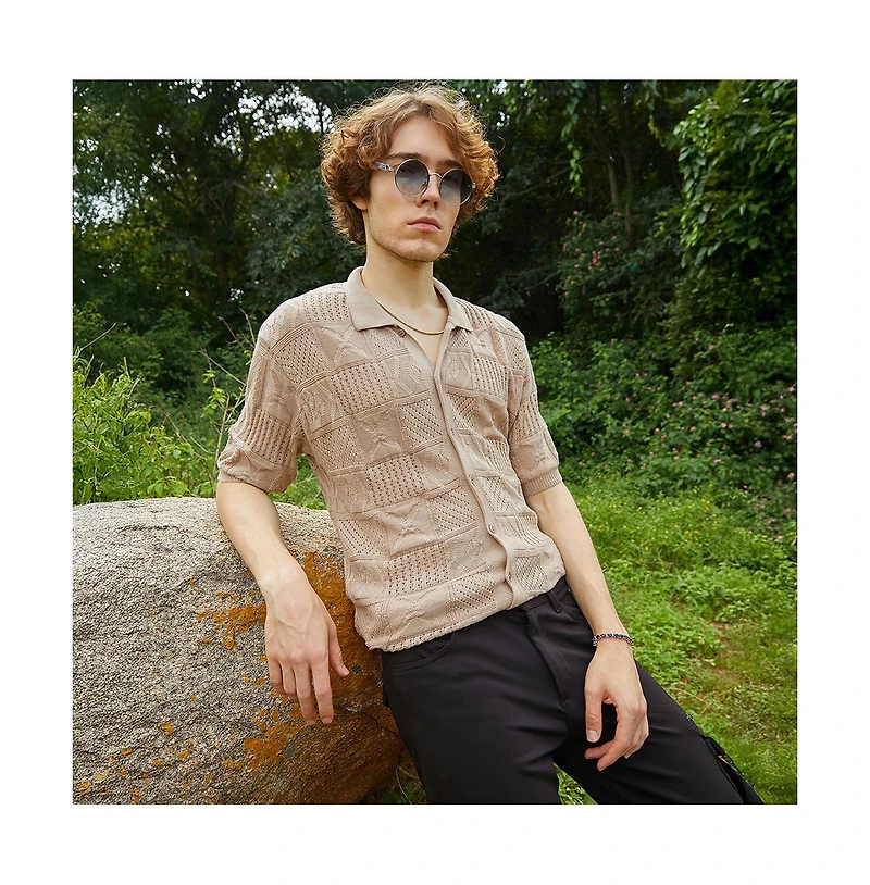 Campus Sutra Men's Patch-Knit Shirt