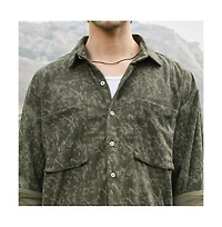 Campus Sutra Men's Faded Corduroy Oversized Shirt