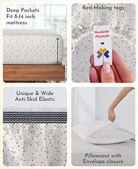 Printed Quatrefoil - 100% Organic Cotton Percale Twin Extra Long Sheets Set - Deep Pocket,